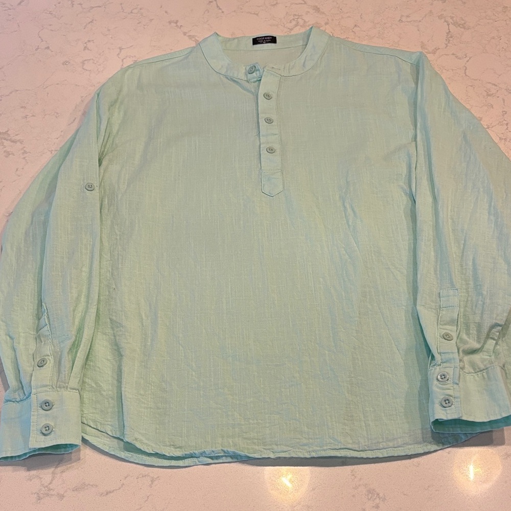 Mint Green Casual Men's Button Down Shirt